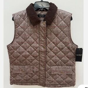 Lauren Ralph Lauren Womens Quilted Plaid Vest.
